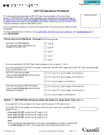 Form RC7190-WS, GST190 Calculation Worksheet - Thumbnail