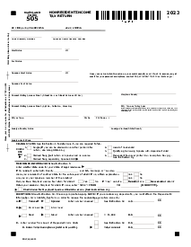 Maryland Tax Form 505 Nonresident Income Tax Return - Thumbnail