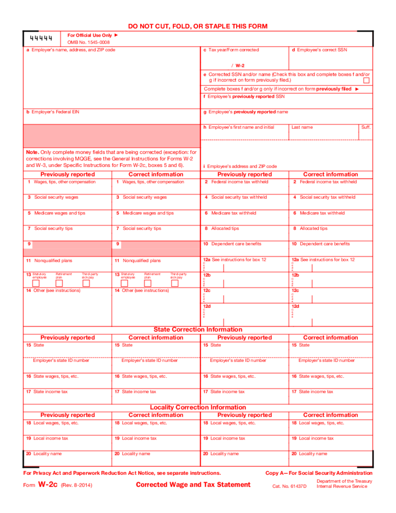 IRS W-2 Correction eFile Form