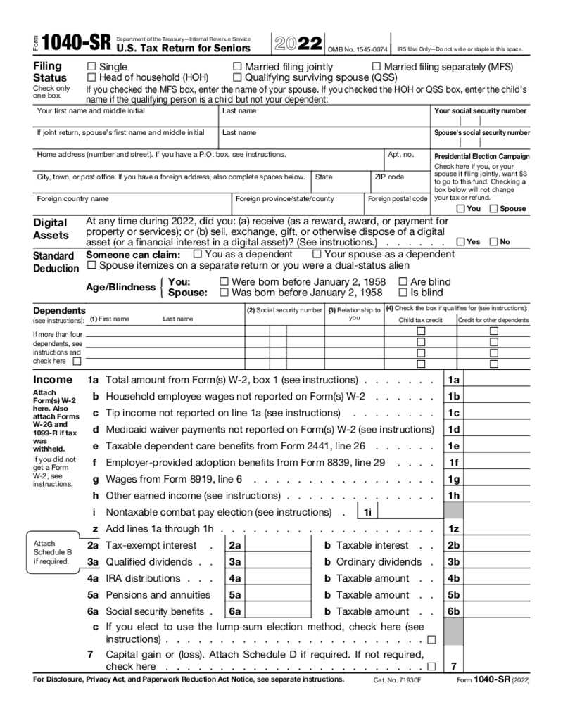 Form 1040-SR (2022)