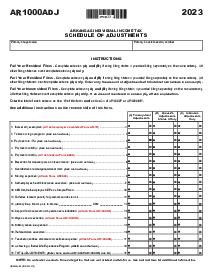 Arkansas Tax Form AR1000ADJ - Thumbnail