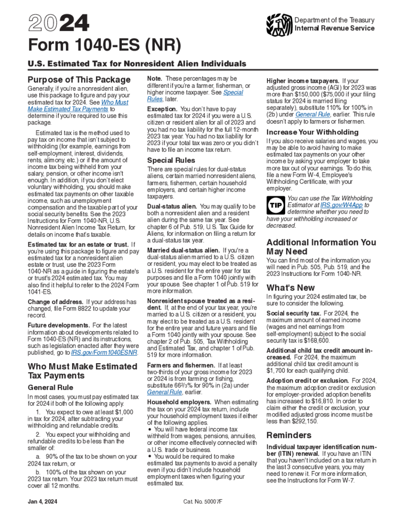 Form 1040-ES (NR) (2024)