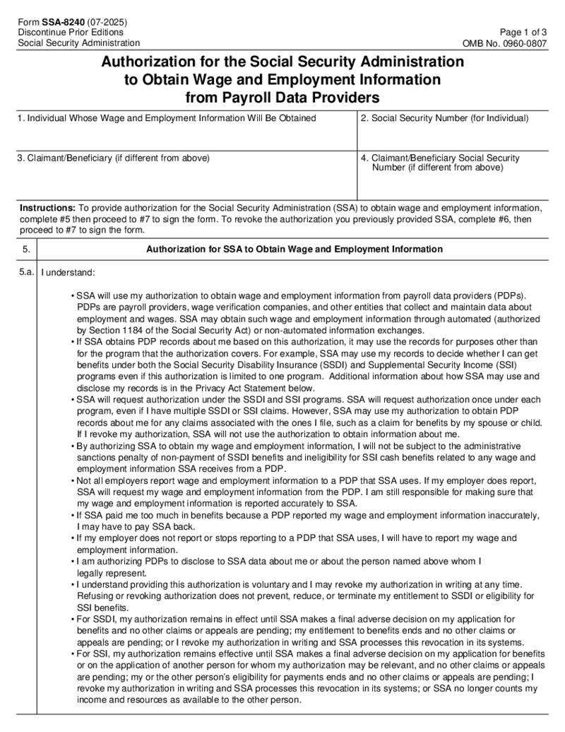 Form SSA-8240