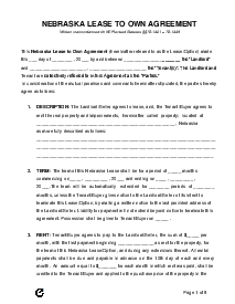 Nebraska Lease to Own Agreement - Thumbnail