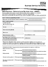 NHS Pensions - Deferred benefits claim form (AW8P) - NHSBSA - Thumbnail