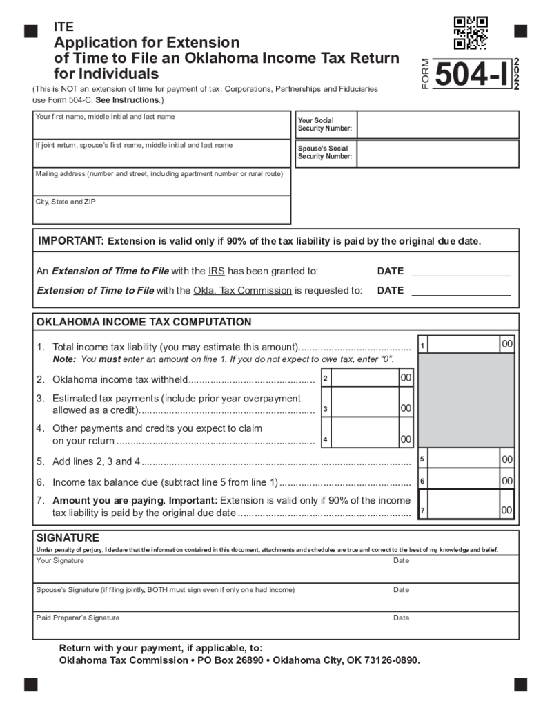 Oklahoma Form 504-I for Individuals