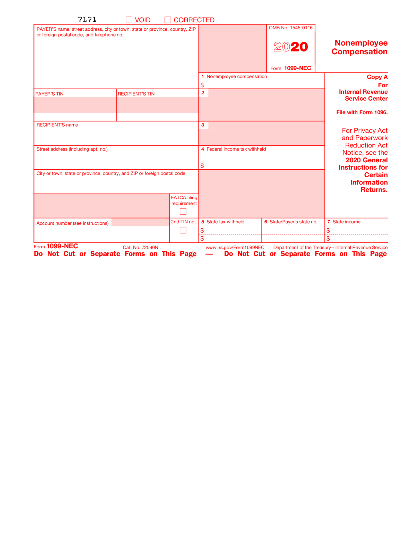 Form 1099-NEC (2020) - Thumbnail