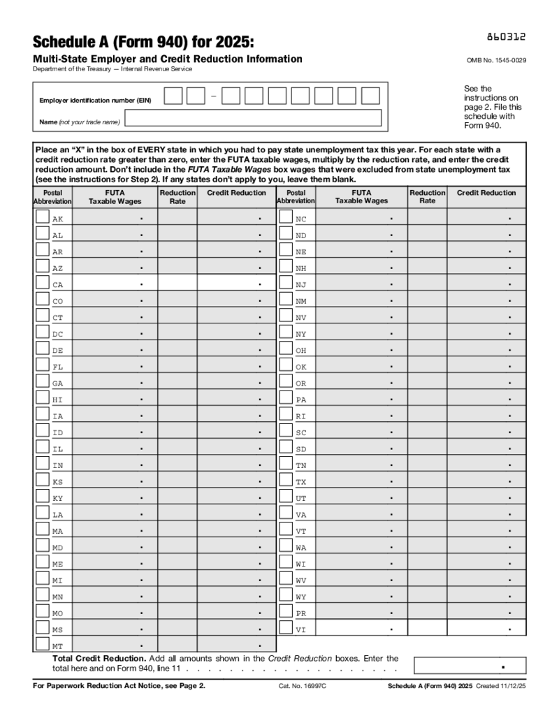 Form 940 Schedule A