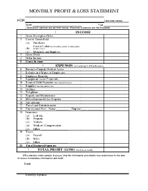 Monthly Profit and Loss Statement - Thumbnail