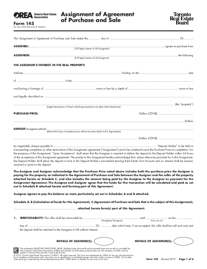 OREA Form 145 (2019)