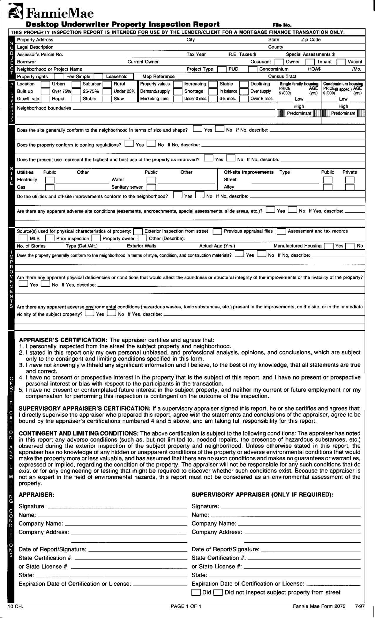 Fannie Mae Form 2075 - Thumbnail