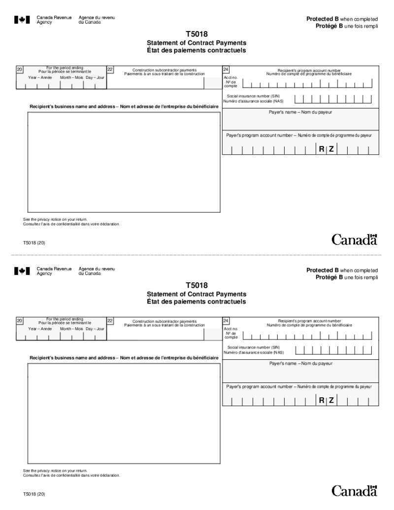 T5018 Statement of Contract Payments