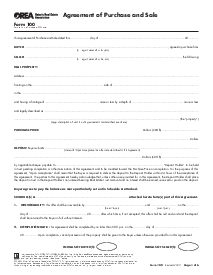 Picture of OREA Form 100 Agreement of Purchase and Sale