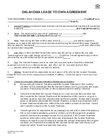 Oklahoma Lease to Own Agreement - Thumbnail