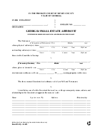 Georgia Small Estate Affidavit - Form GPCSF 9 - Thumbnail