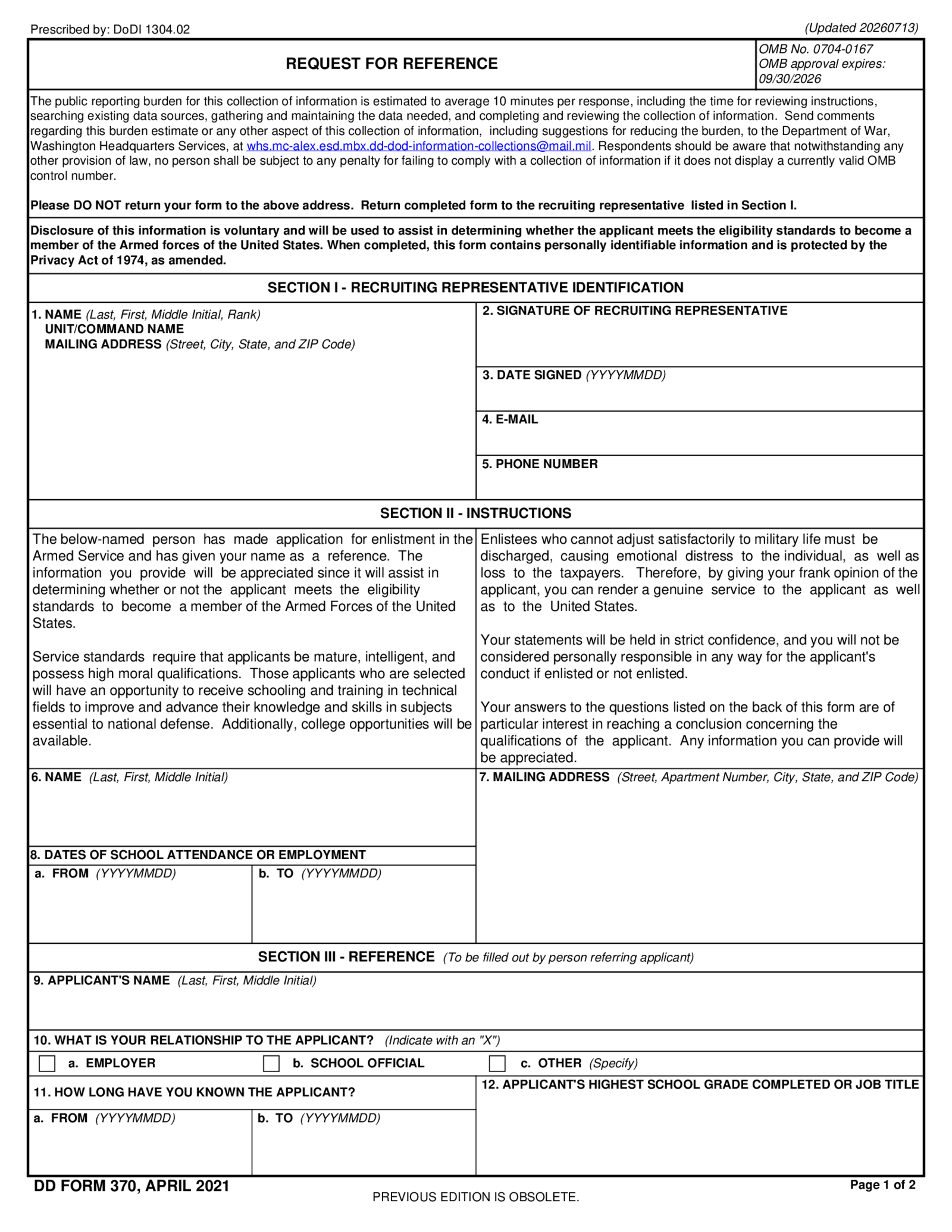 DD Form 370 - Thumbnail