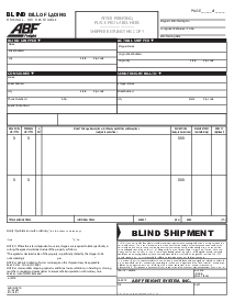 Fillable ABF Freight Blind Bill of Lading - Thumbnail