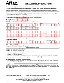 Aflac Initial Disability Claim Form - Thumbnail