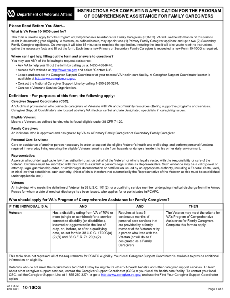 Form VA 10-10CG