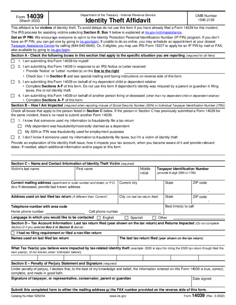 IRS Form 14039