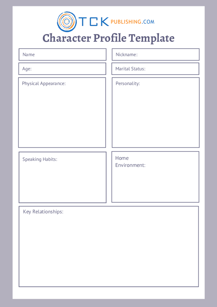 Fillable Character Profile Template