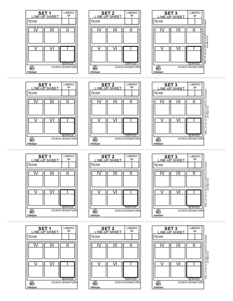 Volleyball Lineup Sheet Template