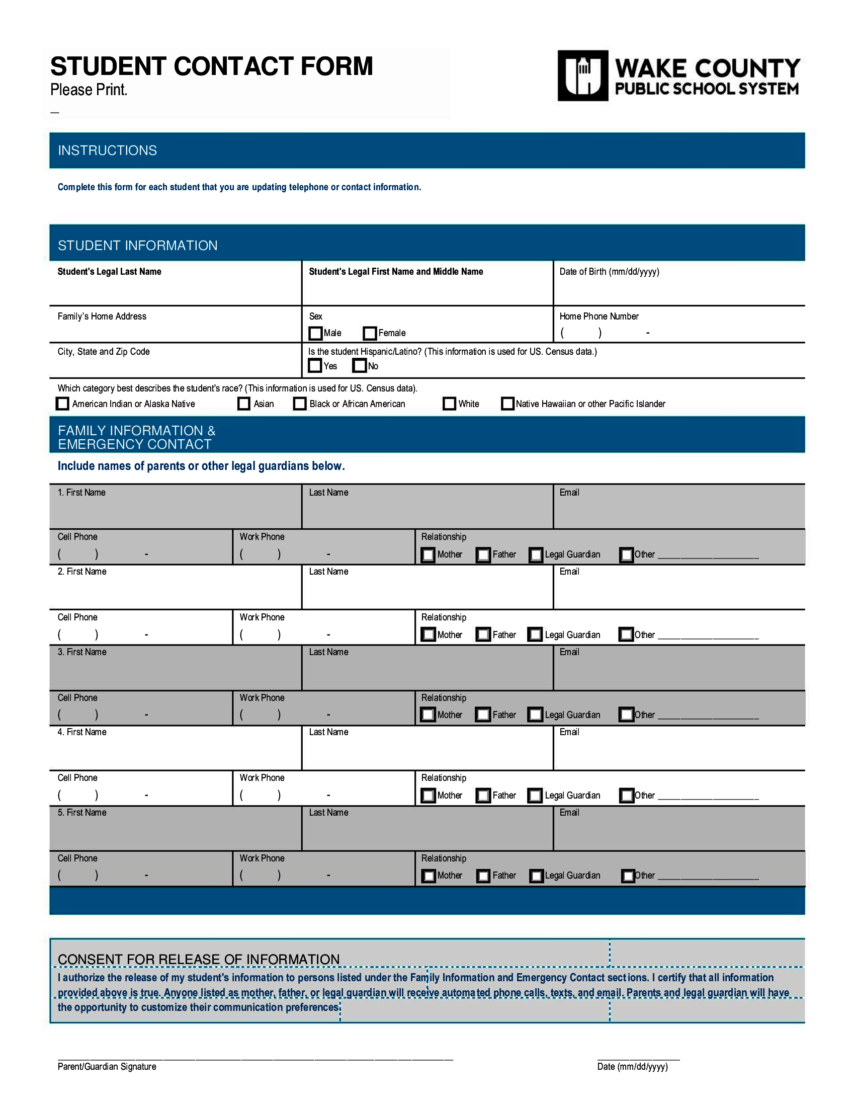 Student Contact Form - Thumbnail