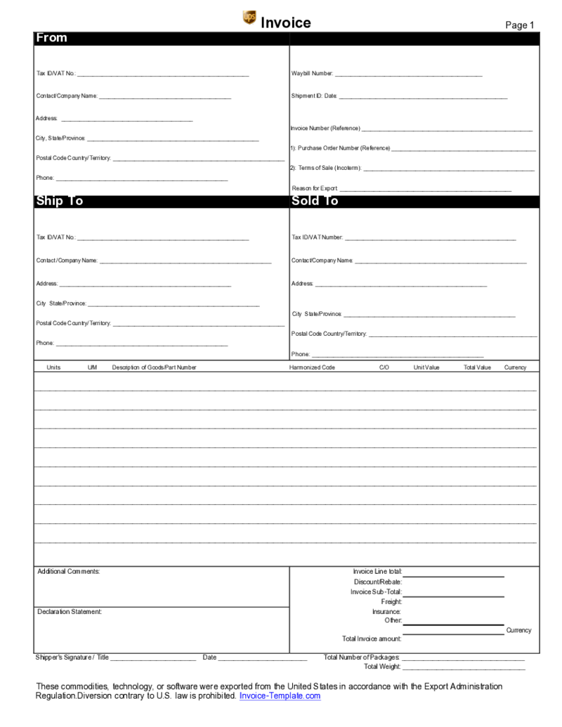 Commercial Invoice UPS