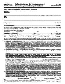 OREA Form 201, Seller Customer Service Agreement - Thumbnail