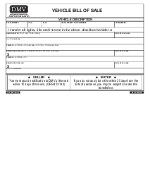 Oregon Motor Vehicle Bill of Sale - Thumbnail