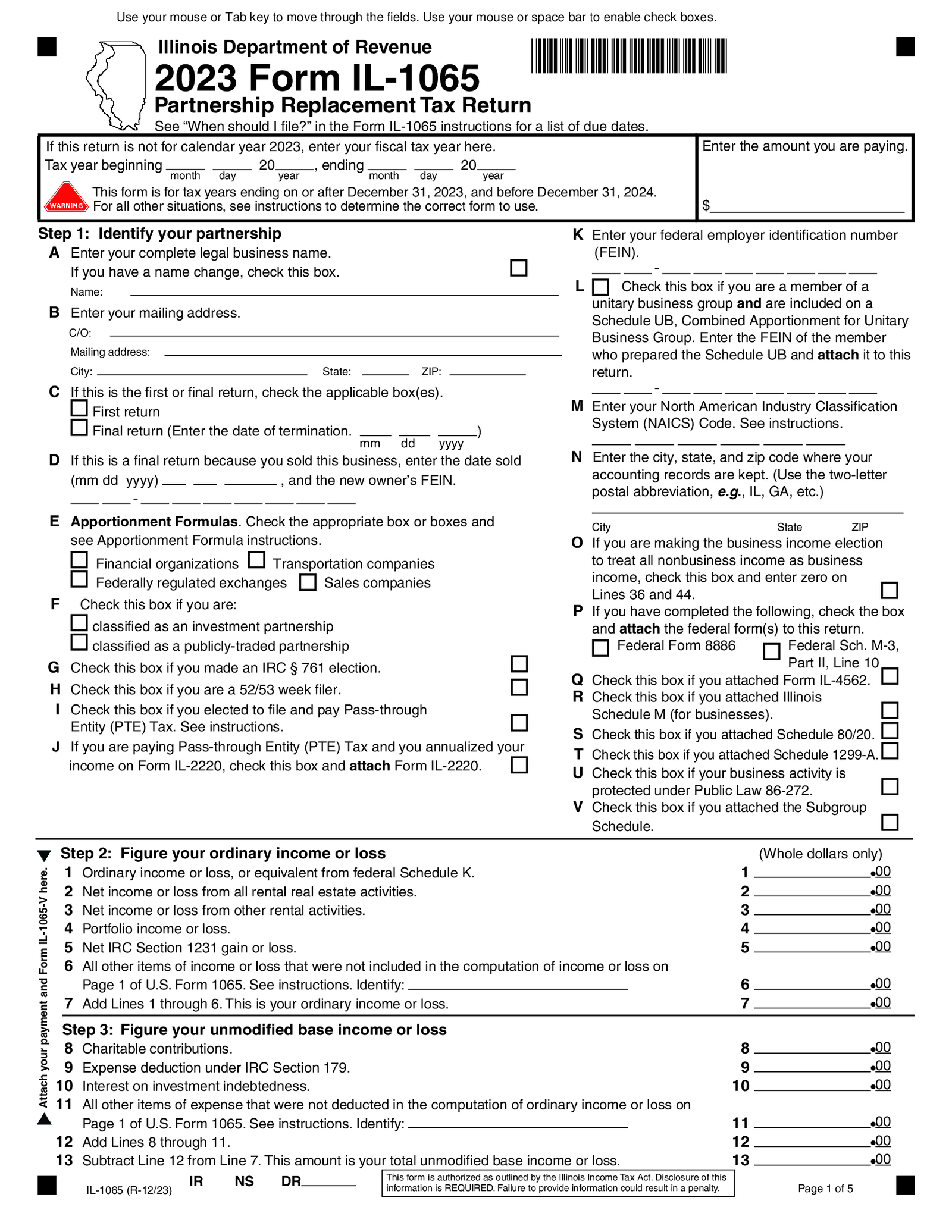 Form IL-1065 (2023) - Thumbnail