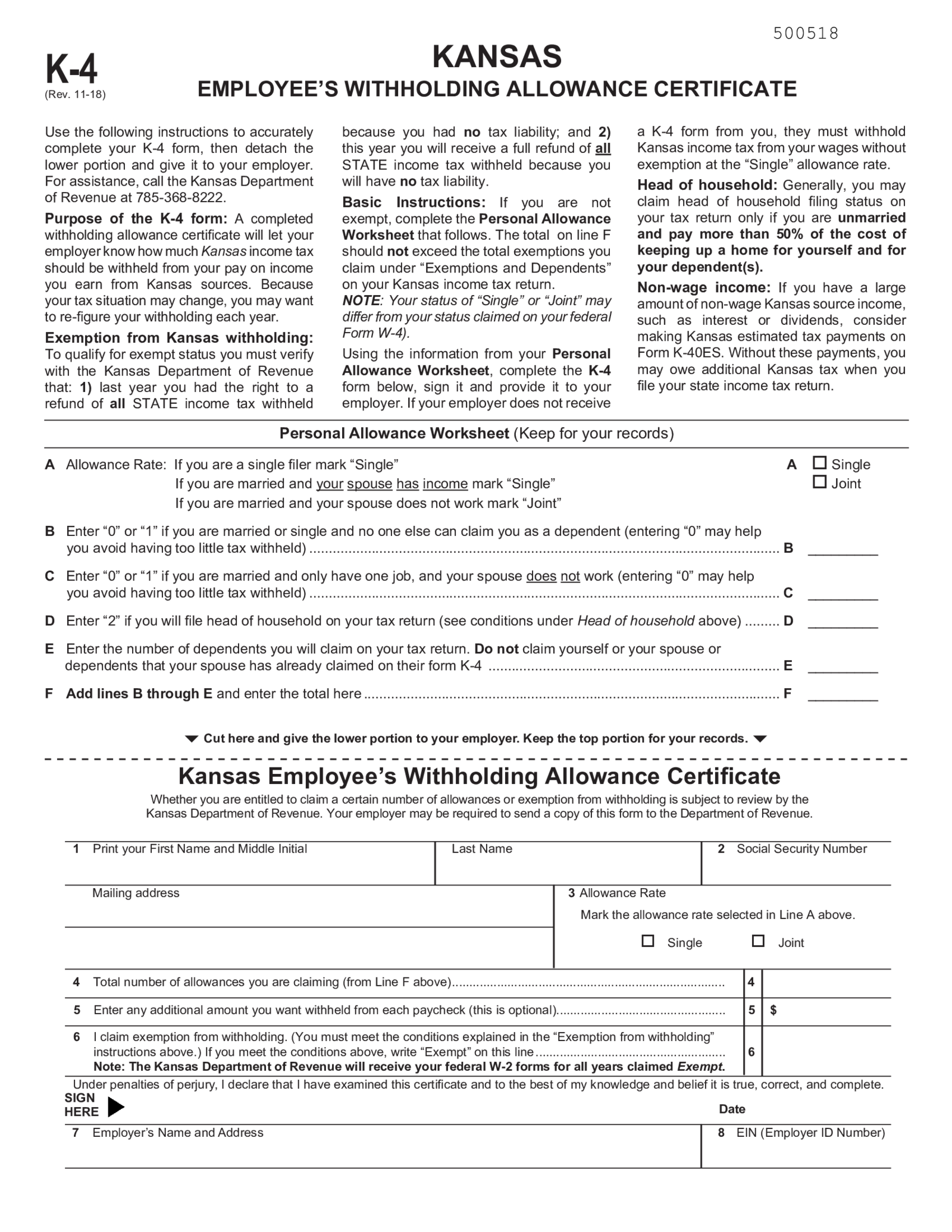 Kansas K 4 Form - Thumbnail