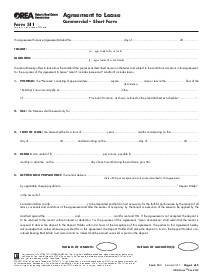 OREA Form 511, Agreement to Lease - Thumbnail