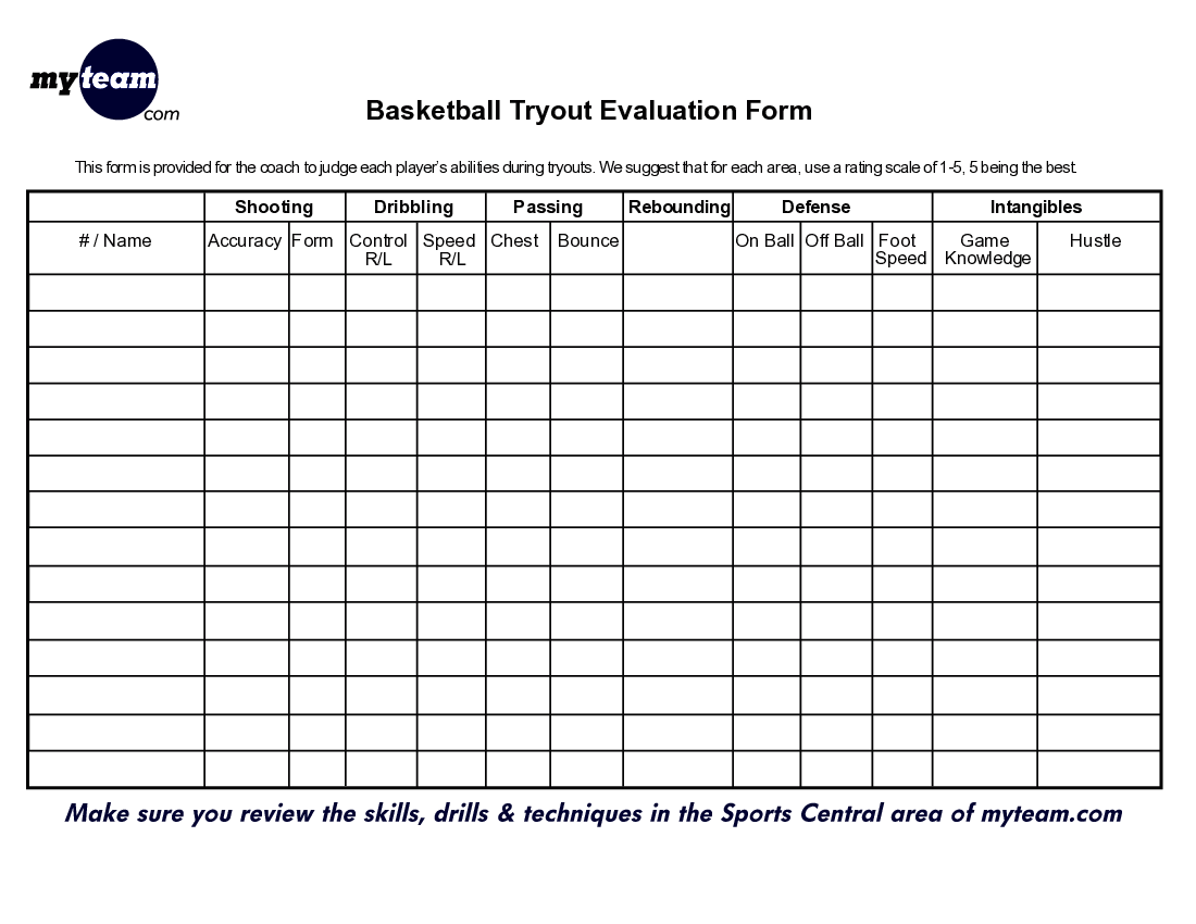 Basketball Depth Chart Template