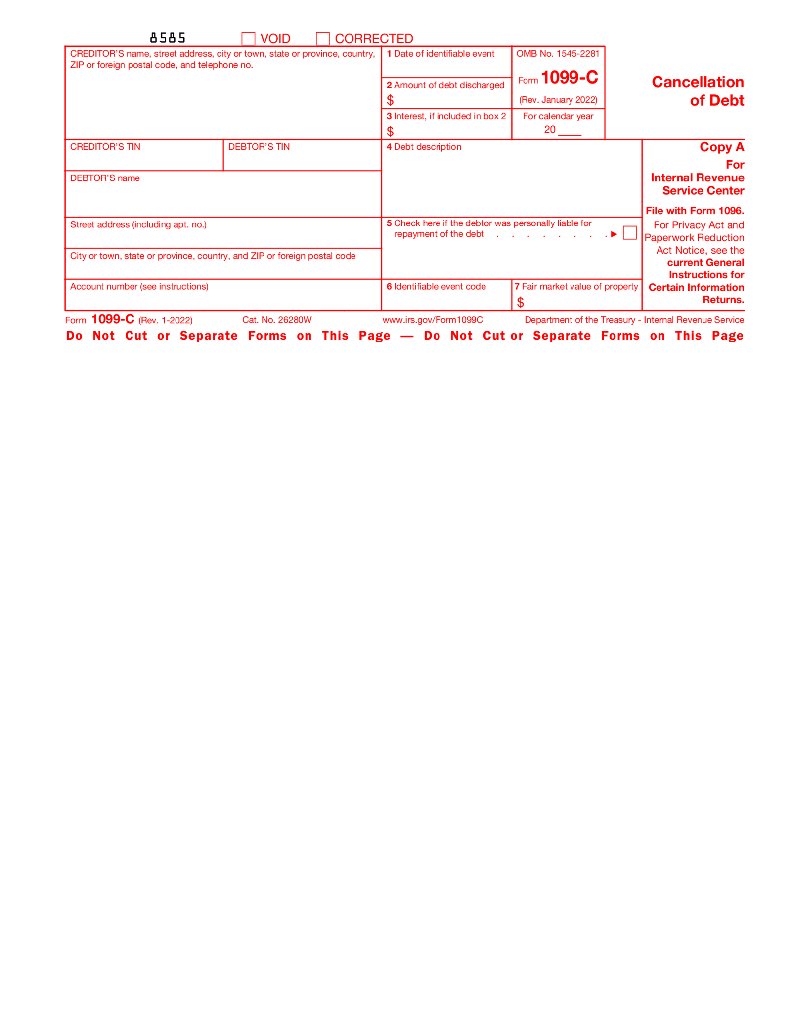 Form 1099 C (2022-2023) - Thumbnail