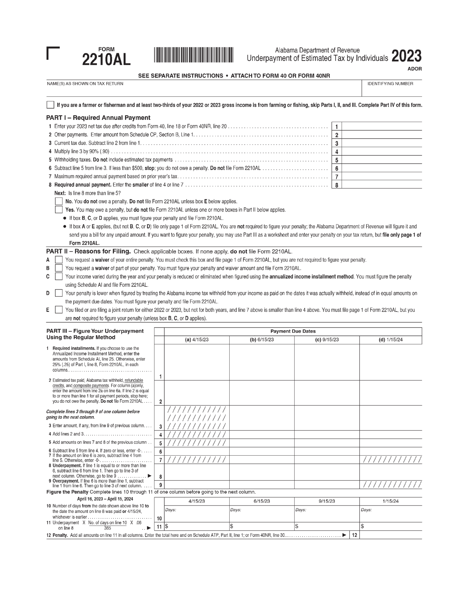 2210 - Underpayment of Estimated Taxes - Thumbnail