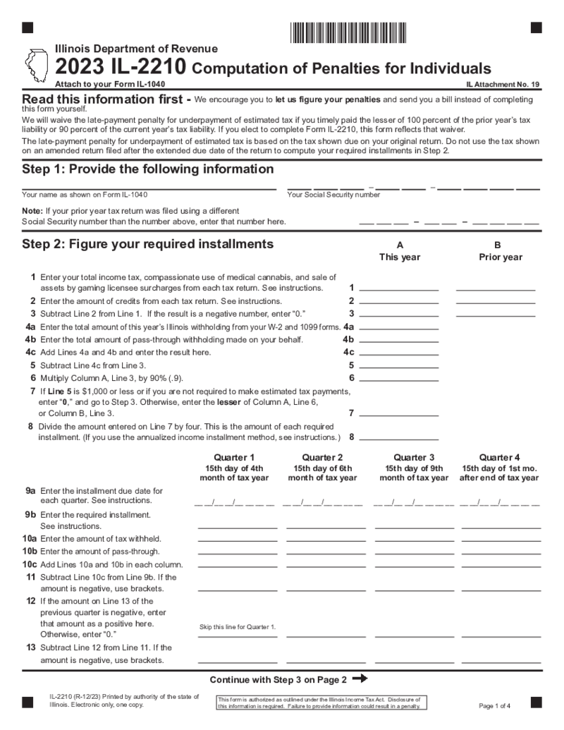 Illinois Form IL-2210