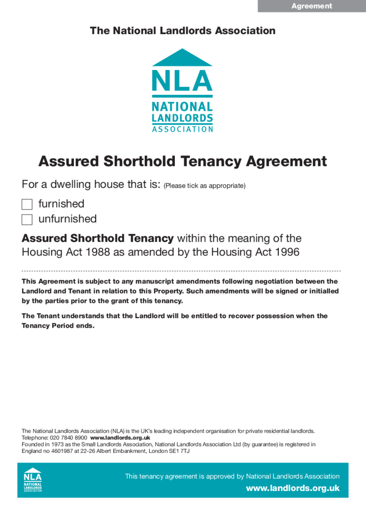 NLA Assured Shorthold Tenancy Agreement