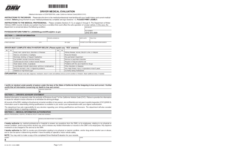 DS 326 Driver Medical Evaluation