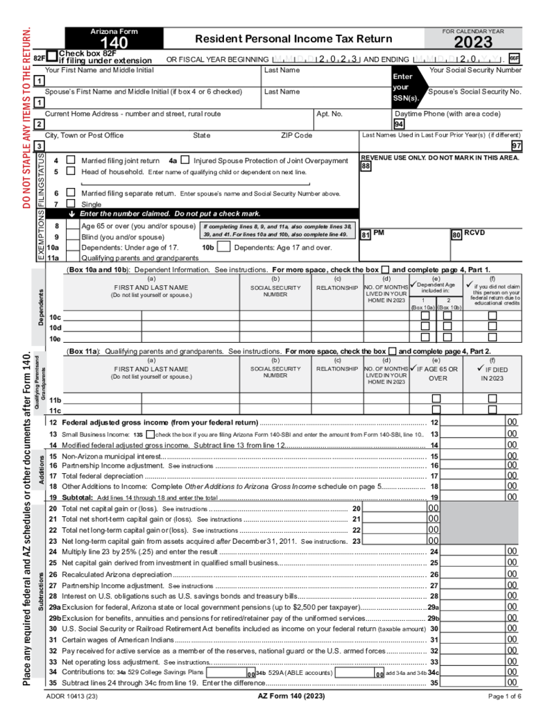 Arizona Form 140 (2023)