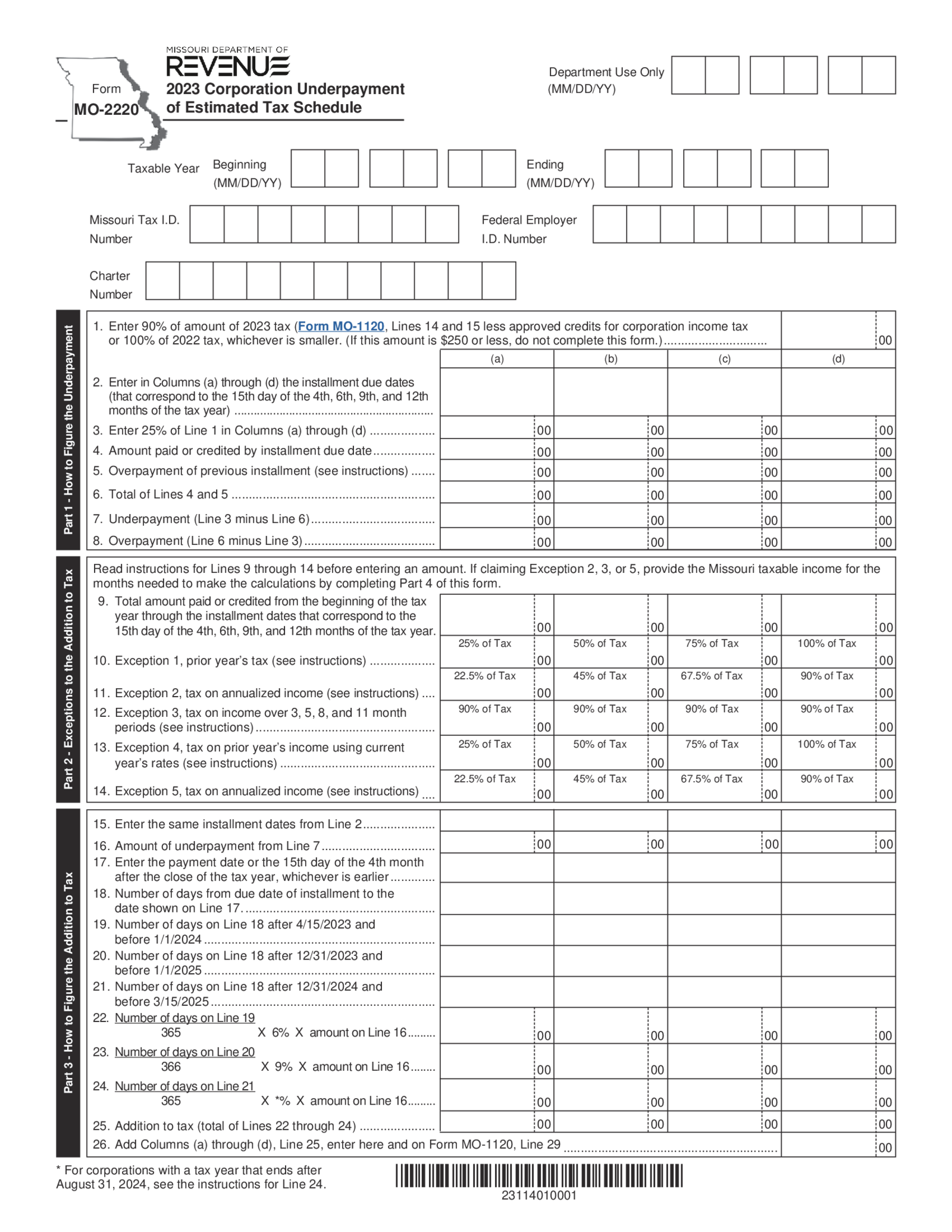 Form MO-2220 - Thumbnail