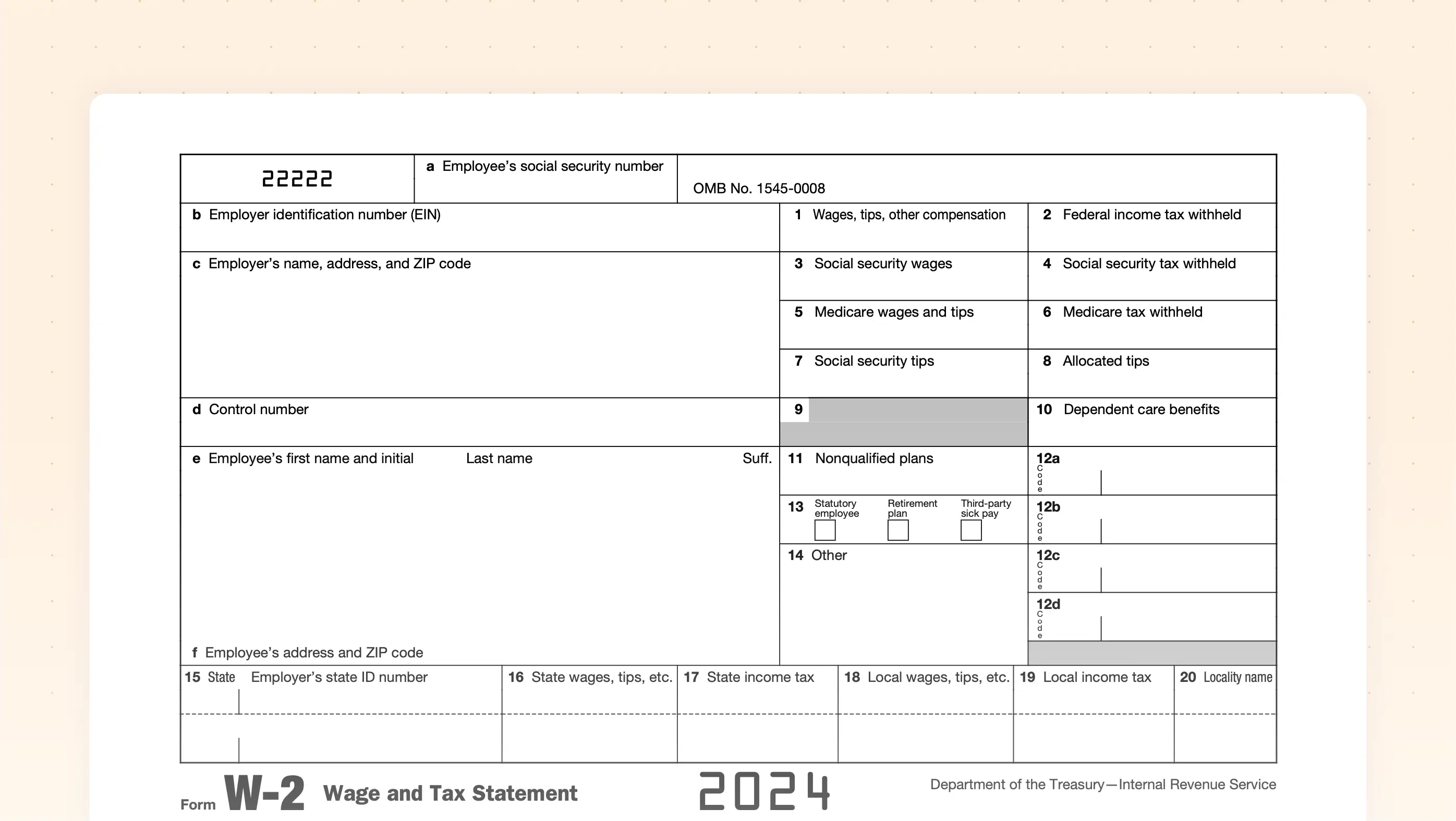 Form W-2, Wage and Tax Statement - Thumbnail