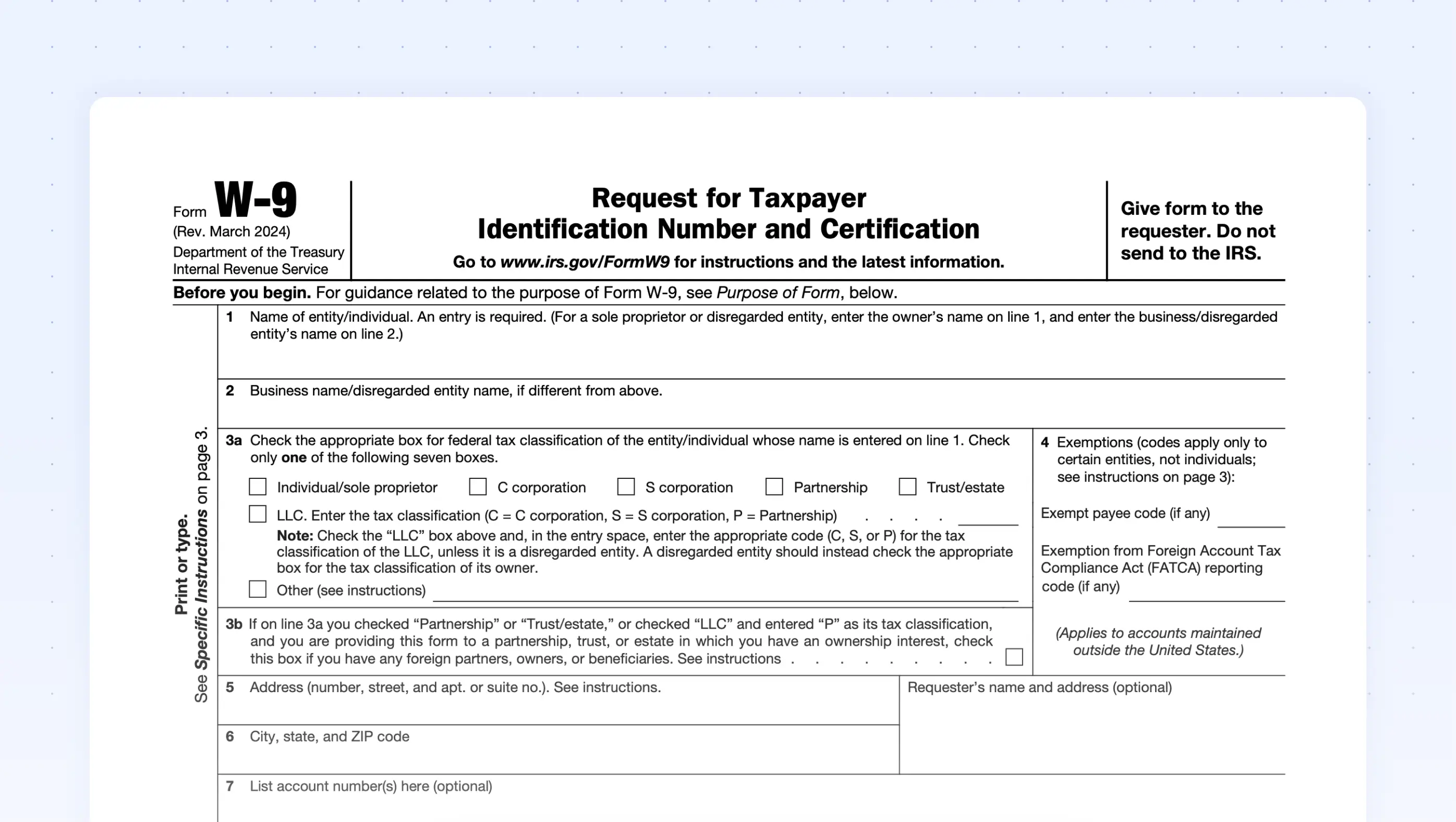 W9 2025 Fillable Printable And Downloadable W 9 Tax PDF Form W9 2025 Fillable Printable And Downloadable W 9 Tax PDF Form