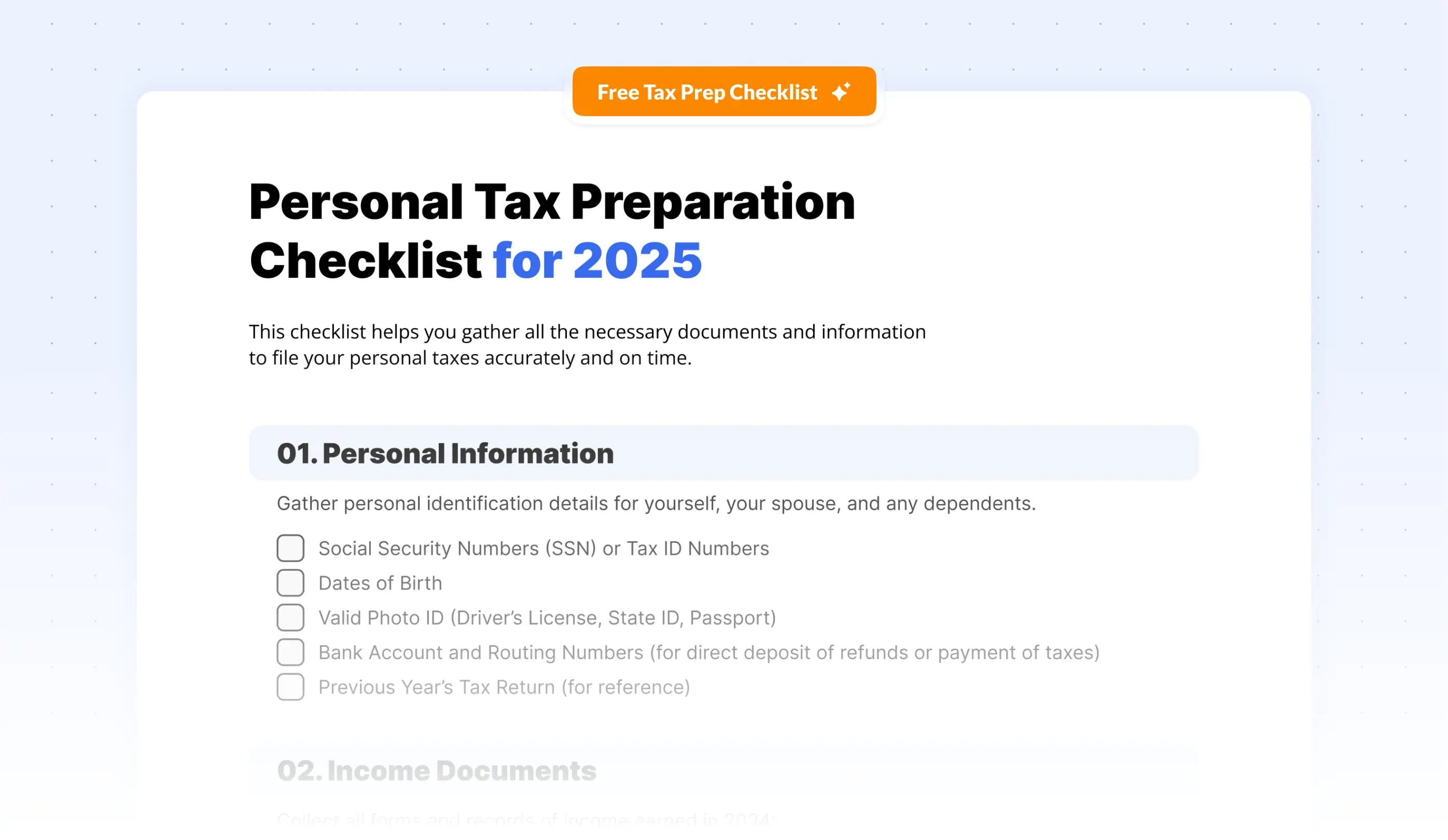 Tax Preparation Checklist - Thumbnail