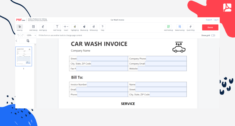 Car Wash Invoice