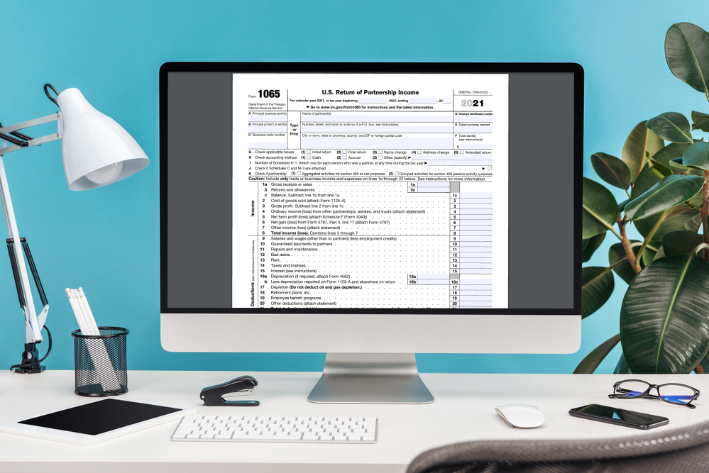  Form 1065 on computer screen
