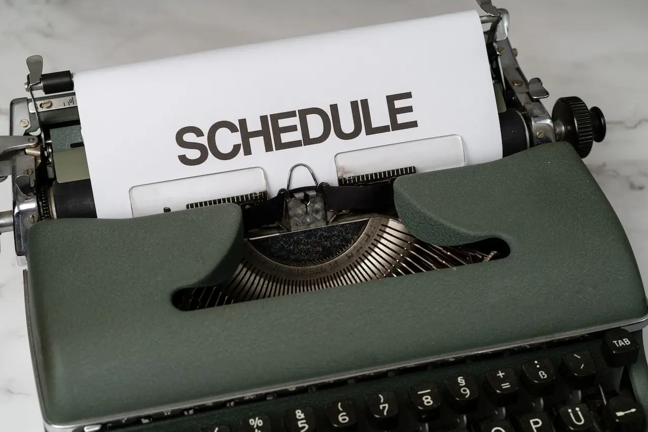 schedule word typed on a Typewriter
