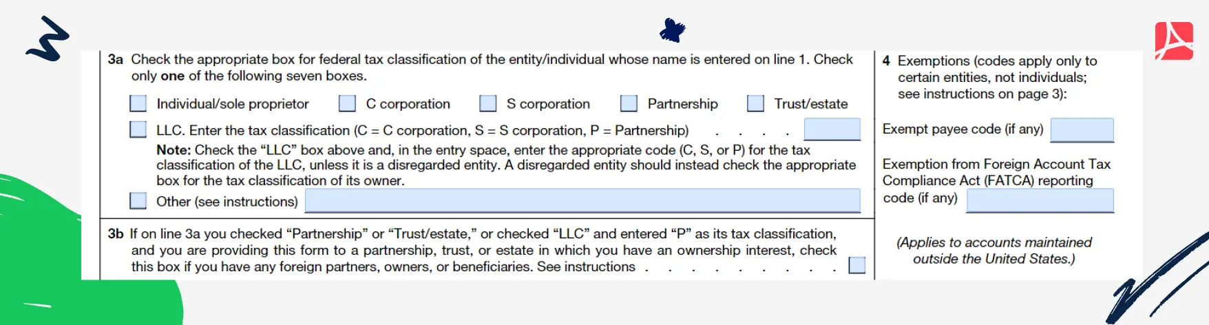 Section 3 and 4 of Form W-9