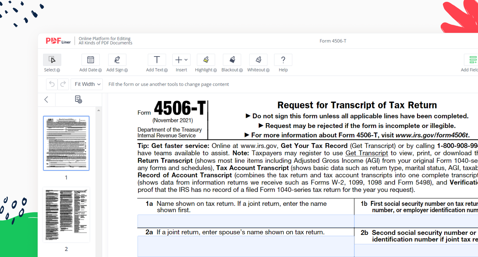 Form 4506-T