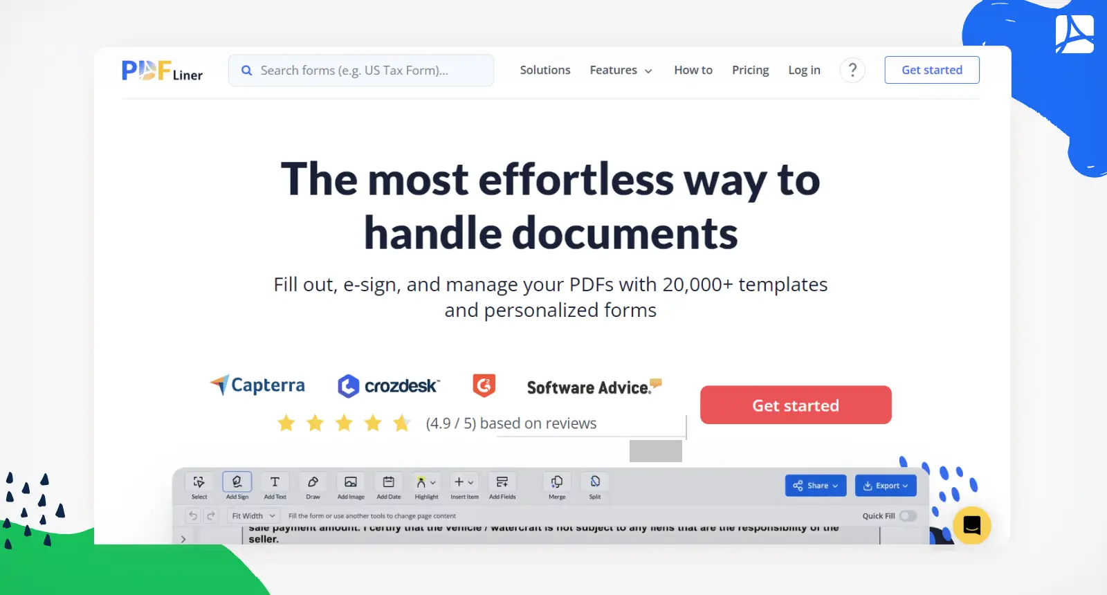 PDFLiner main page screenshot
